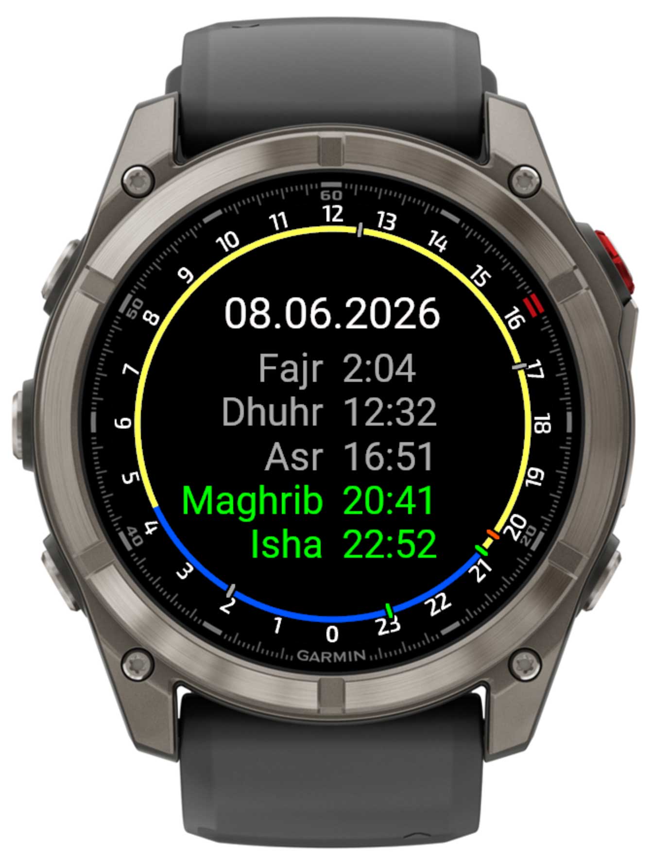 Main prayer clock screen